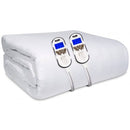 GlamHaus Electric Blanket - Fitted Mattress Bed Cover - White Diamond Quilted - Settings For Feet And Body, Timer