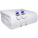GlamHaus Electric Blanket - Fitted Mattress Bed Cover - White Diamond Quilted - Settings For Feet And Body, Timer