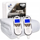 GlamHaus Electric Blanket - Fitted Mattress Bed Cover - White Diamond Quilted - Settings For Feet And Body, Timer
