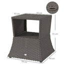 Outsunny Rattan Wicker Tea Coffee Table w/ Umbrella Hole Dark Grey