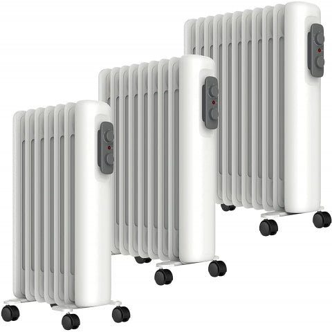 Mylek Oil Filled Radiator Electric Heater Portable With Adjustable Thermostat - White