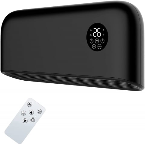 MYLEK Over Door Heater 2000W Wall Mounted Indoor Overdoor Hot Air Downflow Curtain Black