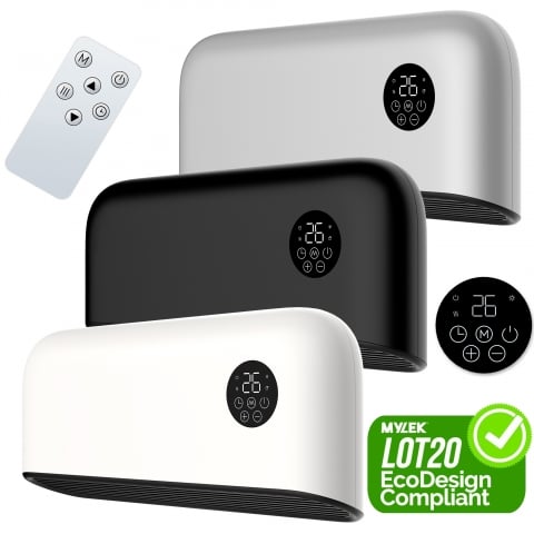 MYLEK Over Door Heater 2000W Wall Mounted Indoor Overdoor Hot Air Downflow Curtain Black