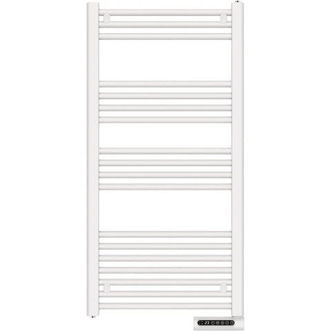 Towel Rail Bathroom Heater 500W Vertical Fluid Radiator White Electric 24/7 Timer Eco Low Energy