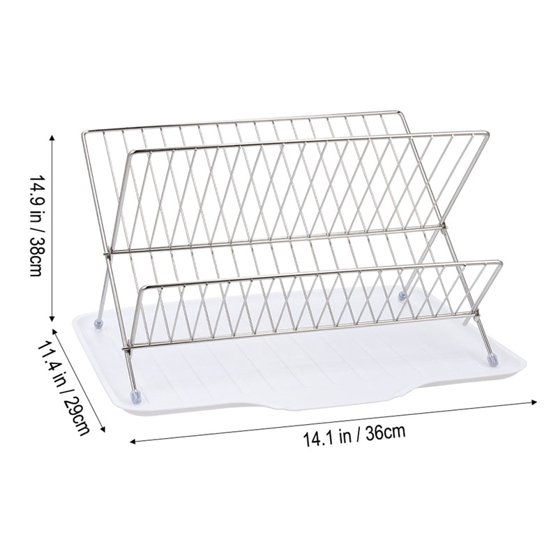 Lifeideas 2-Tier Foldable Countertop Dish Drying Rack with Drip Tray