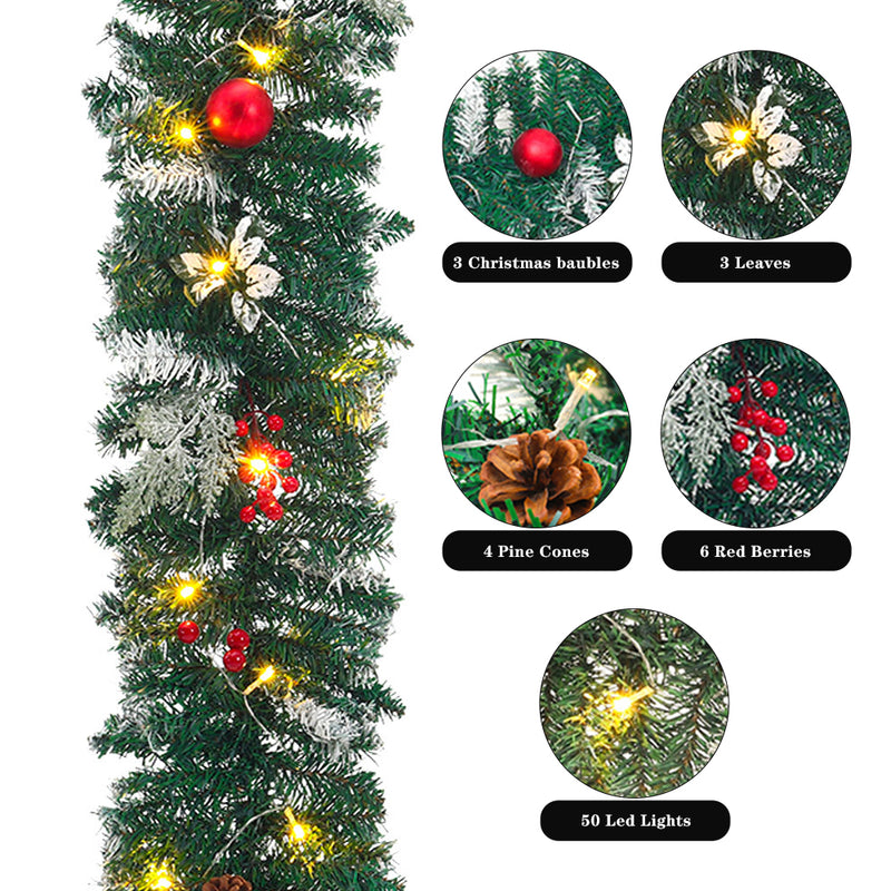 Livingandhome Artificial Pre-lit Frozen Christmas Holiday Decoration Garland