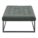 Livingandhome Square Linen Footstool with Metal Frame
