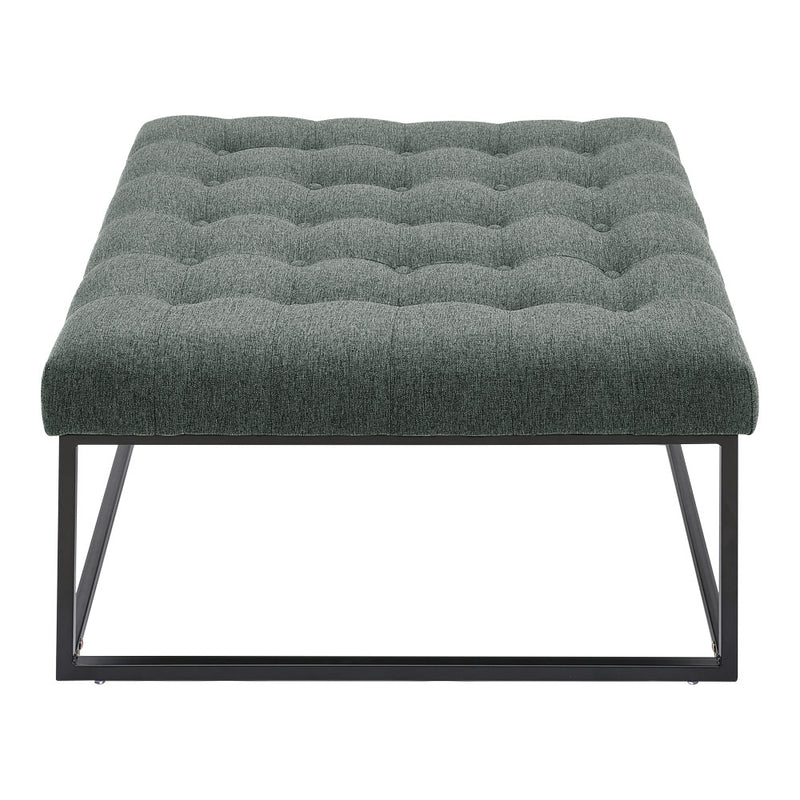 Livingandhome Square Linen Footstool with Metal Frame