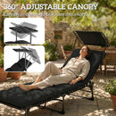 Outsunny Folding Sun Lounger, Sunbed With Canopy, Black
