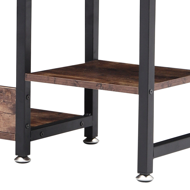 Livingandhome Rustic Brown Clothes Rack with Storage Shelves