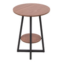 Livingandhome Wooden Round Side Table with Steel Frame