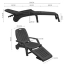 Livingandhome Outdoor Folding Lounge Chair Recliner with Wheels