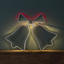 43cm x 32cm Light up Hanging Christmas Double Bell Silhouette with 196 LEDs