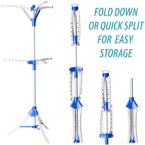 Homefront Clothes Rail Airer Drier Two Tier, Portable Clothes Horse Hanger Rotary Tripod Design, Folds Flat for Storage