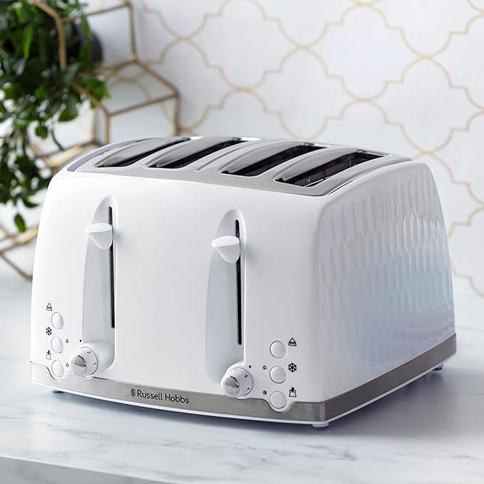 Russell Hobbs Honeycombe 4 Slice Toaster - White