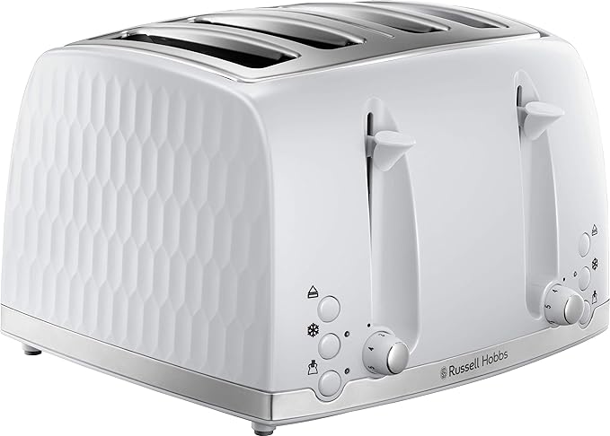 Russell Hobbs Honeycombe 4 Slice Toaster - White