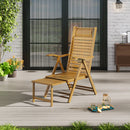 Garden Sanctuary Bamboo Foldable Recliner Lounge Chair with Retractable Footrest