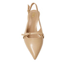 Slingback Pointed Closed Toe Heels Pumps Sandals - Nude