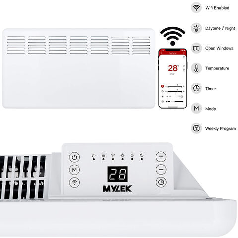 MYLEK Panel Heater Eco Smart WiFi App Radiator Electric Low Energy with Timer and Thermostat
