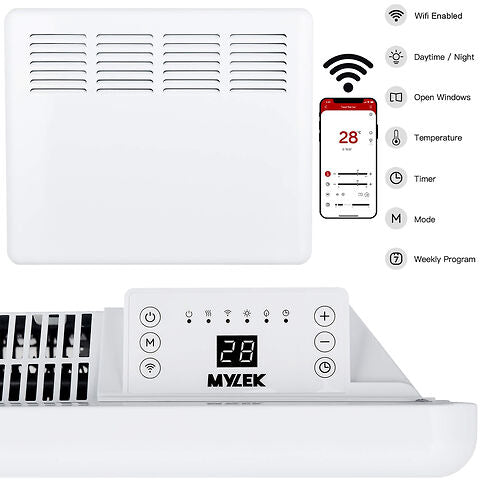 MYLEK Panel Heater Eco Smart WiFi App Radiator Electric Low Energy with Timer and Thermostat