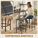 HOMCOM 3Pcs Breakfast Bar Table and Stools Set 4-tier shelving, Rustic Brown