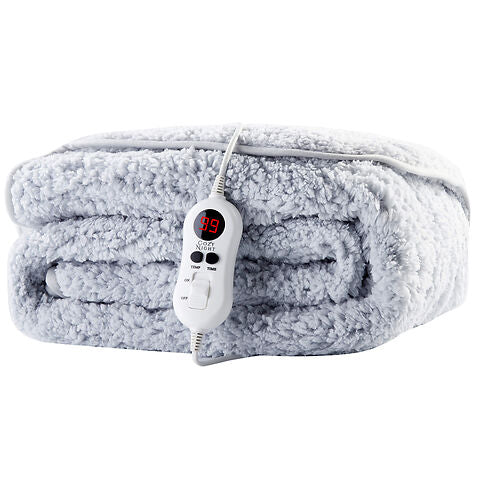 Cozy Night Electric Heated Throw Blanket - 9 Heat Settings & 9 Timer Settings Machine Washable - Luxurious Sherpa Fleece Sand