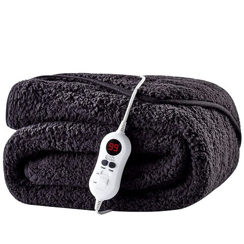 Cozy Night Electric Heated Throw Blanket - 9 Heat Settings & 9 Timer Settings Machine Washable - Luxurious Sherpa Fleece Grey
