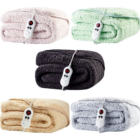 Cozy Night Electric Heated Throw Blanket - 9 Heat Settings & 9 Timer Settings Machine Washable Luxurious Sherpa Fleece Grey Lilac