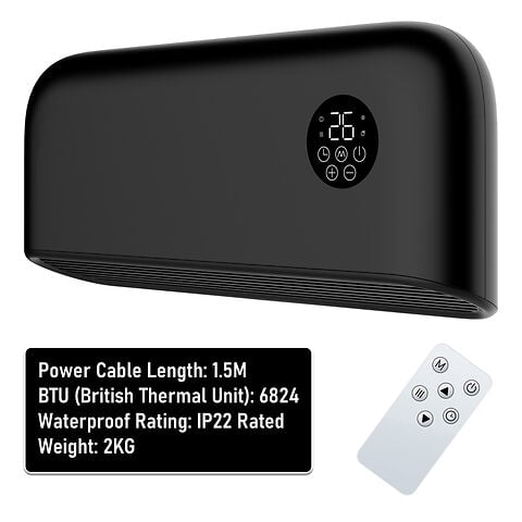 MYLEK Over Door Heater 2000W Wall Mounted Indoor Overdoor Hot Air Downflow Curtain Black