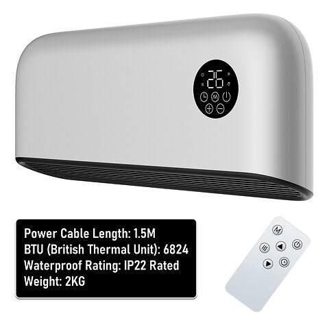 MYLEK Over Door Heater 2000W Wall Mounted Indoor Overdoor Hot Air Downflow Curtain White