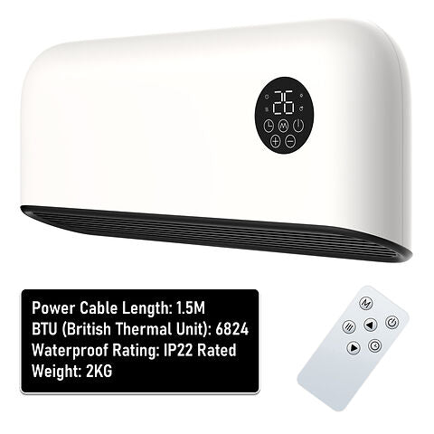 MYLEK Over Door Heater 2000W Wall Mounted Indoor Overdoor Hot Air Downflow Curtain White