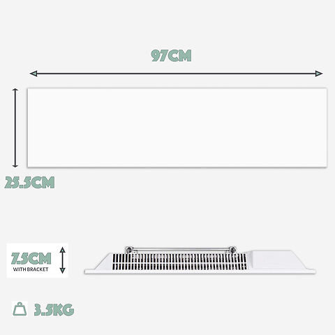 MYLEK Panel Space Heater White Low Level 1KW Eco, Smart and WiFi App Slimline Low Energy - Wall Mounted, Bathroom IPX4