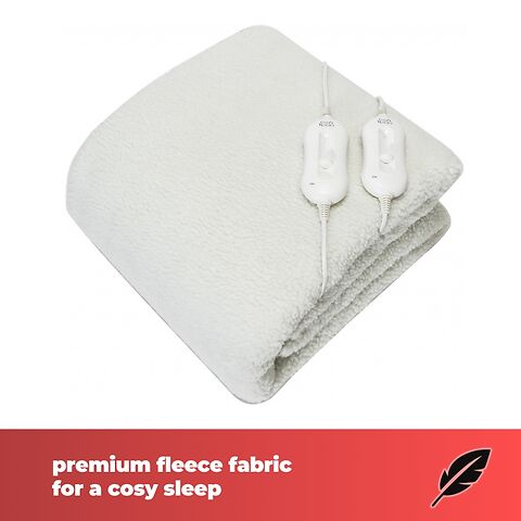 Cozy Night Electric Blanket Heated with 3 Heat Settings - Quick Fit Underblanket - Fleece Material Machine Washable