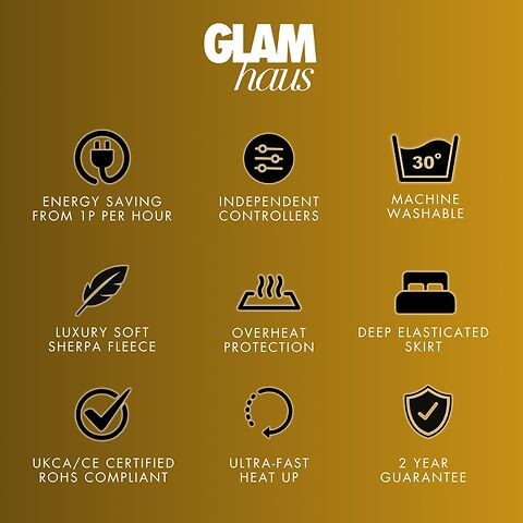 GlamHaus Prestige Electric Blanket King Size With 9 Body Settings, 9 Feet Settings, 9 Full Body Settings, 10 Timer Settings