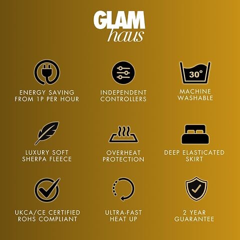 GlamHaus Prestige Electric Blanket Super King Size With 9 Body Settings, 9 Feet Settings, 9 Full Body Settings, 10 Timer Settings