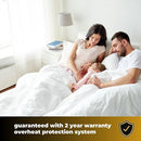 GlamHaus Electric Blanket - Fitted Mattress Bed Cover - White Diamond Quilted - Settings For Feet And Body, Timer