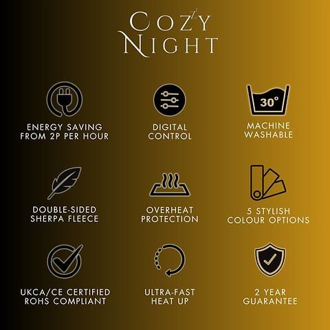 Cozy Night Electric Heated Throw Blanket - 9 Heat Settings & 9 Timer Settings Machine Washable Luxurious Sherpa Fleece Grey Lilac