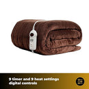 Homefront Electric Heated Throw In Chocolate. Easy To Use Digital Control - Machine Washable - Ultra Soft, Cosy Finish