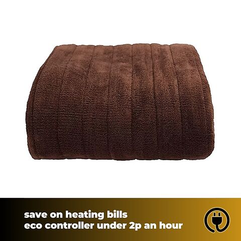 Homefront Electric Heated Throw In Chocolate. Easy To Use Digital Control - Machine Washable - Ultra Soft, Cosy Finish