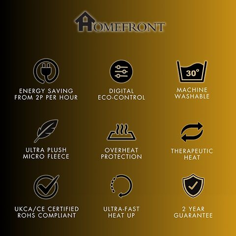 Homefront Electric Heated Throw In Chocolate. Easy To Use Digital Control - Machine Washable - Ultra Soft, Cosy Finish