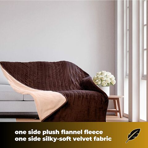 Homefront Extra Large Electric Heated Throw In Chocolate And Cream Easy To Use, Digital Control - Machine Washable