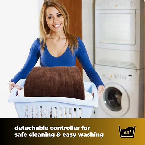 Homefront Extra Large Electric Heated Throw In Chocolate And Cream Easy To Use, Digital Control - Machine Washable