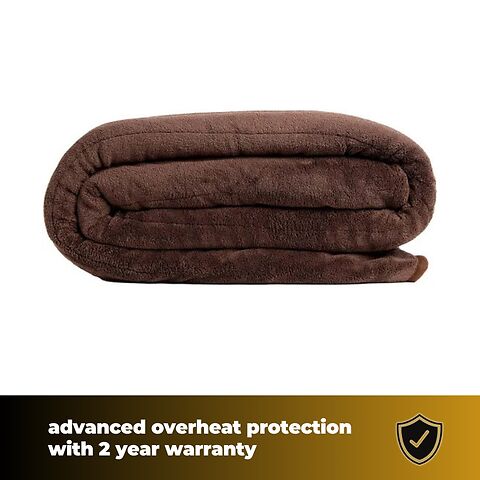 Homefront Extra Large Electric Heated Throw In Chocolate And Cream Easy To Use, Digital Control - Machine Washable
