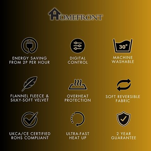 Homefront Extra Large Electric Heated Throw In Chocolate And Cream Easy To Use, Digital Control - Machine Washable