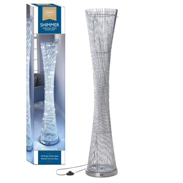 Lewis's Sparkling Spiral Floor Lamp 143cm - Bright White