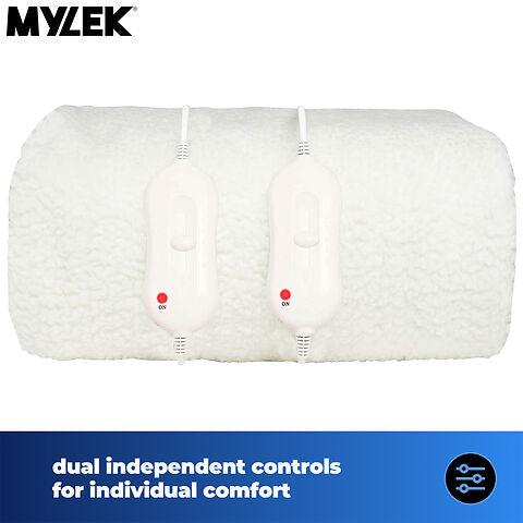 Mylek Electric Blanket King Size Bed Premium Fleece Underblanket Dual Control With Elasticated Skirt