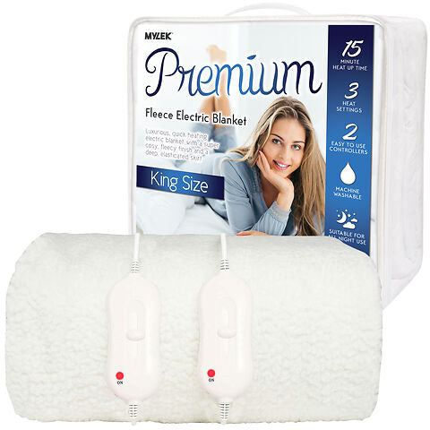 Mylek Electric Blanket King Size Bed Premium Fleece Underblanket Dual Control With Elasticated Skirt