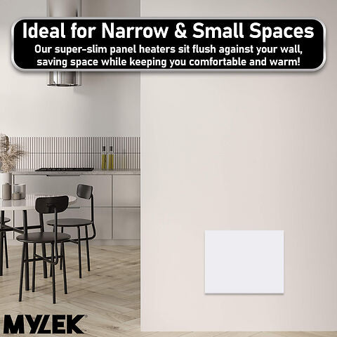 MYLEK Wall Mounted Slimline White Panel Heater Daily And Weekly Timer, Digital Thermostat