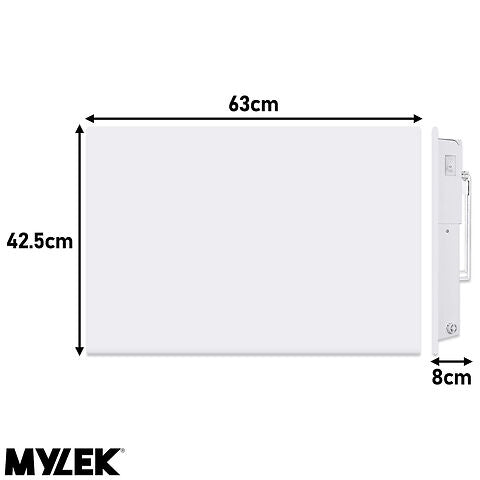 MYLEK Wall Mounted Slimline White Panel Heater Daily And Weekly Timer, Digital Thermostat