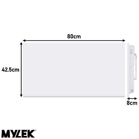 MYLEK Wall Mounted Slimline White Panel Heater Daily And Weekly Timer, Digital Thermostat